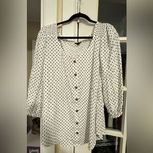 Torrid Black and White Polka Dot Blouse